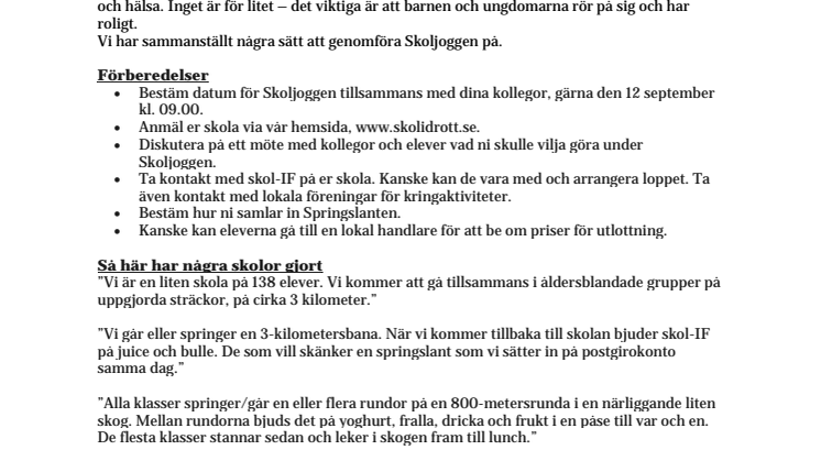 Tips för skolor att arrangera Skoljoggen