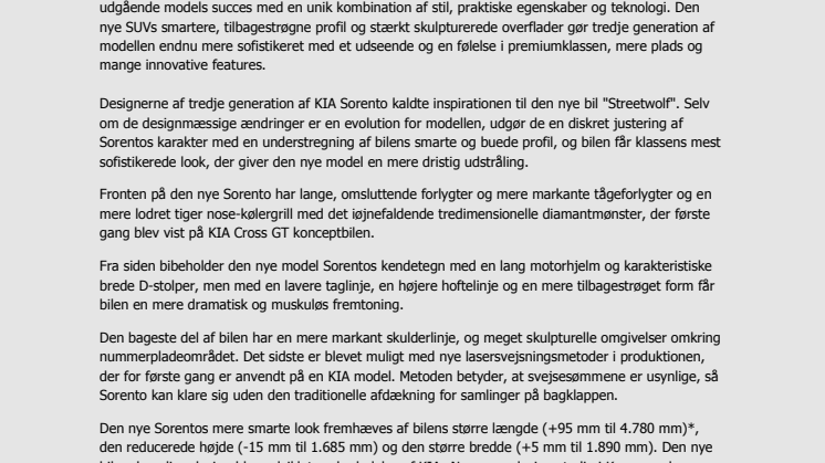 Danmarkspremiere på den tredje generation af KIA Sorento