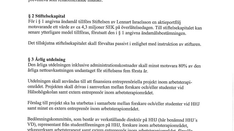 Stiftelsestadgar Aktiestinsen