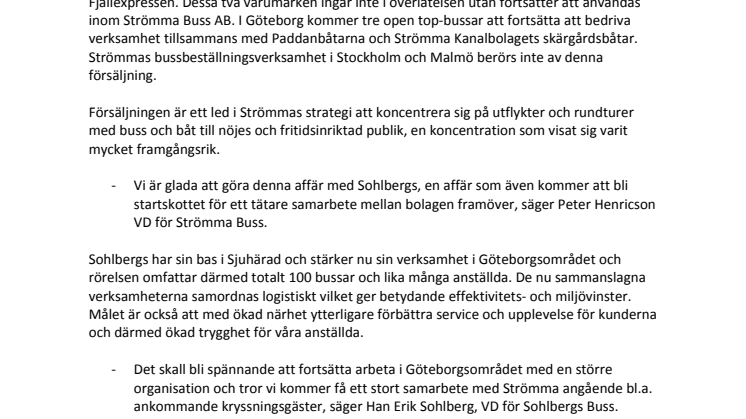 Strömma säljer bussbeställningsverksamheten i Göteborg