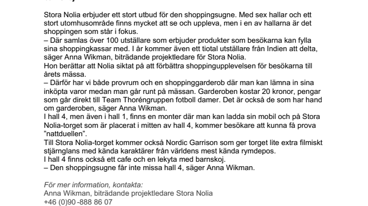 Shoppinghall med över 100 utställare på Stora Nolia i Umeå