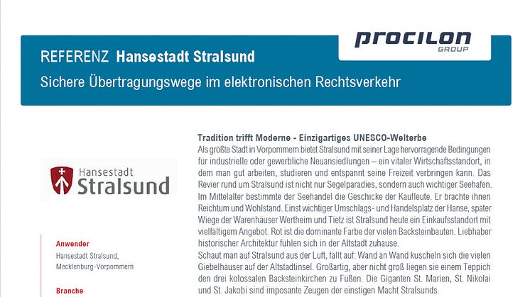 Neue Referenz: Hansestadt Stralsund