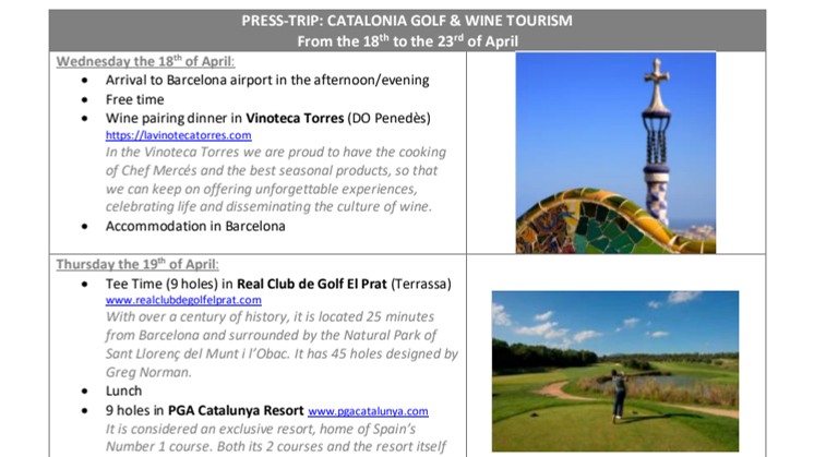GOLF JOURNALIST PRESSTRIP INVITATION