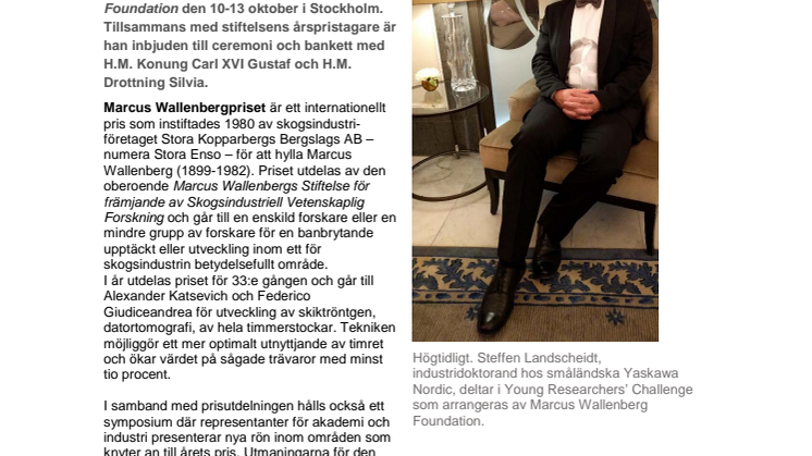 Kunglig glans för Yaskawa Nordics industridoktorand