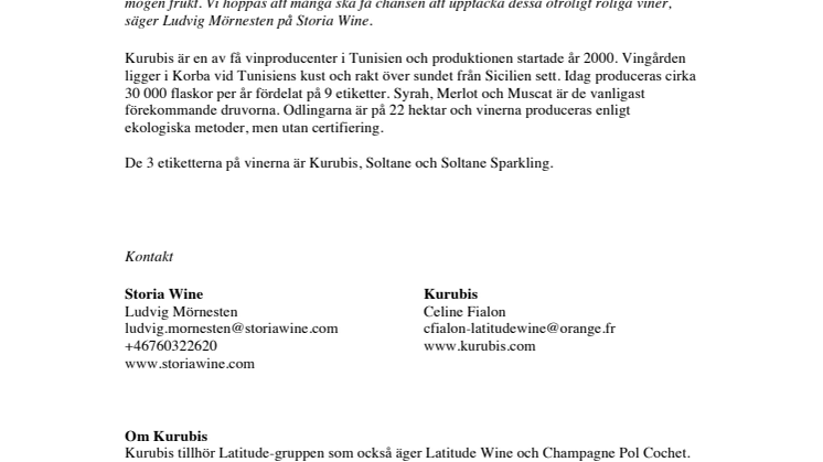 Kurubis från Tunisien ny producent hos Storia Wine 