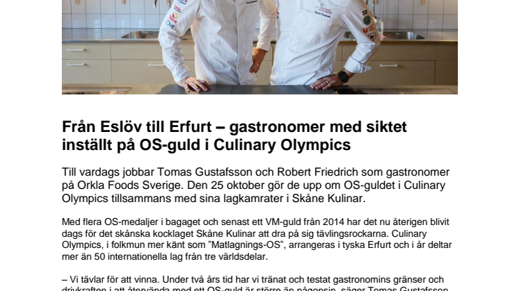 ​Från Eslöv till Erfurt – gastronomer med siktet inställt på OS-guld i Culinary Olympics