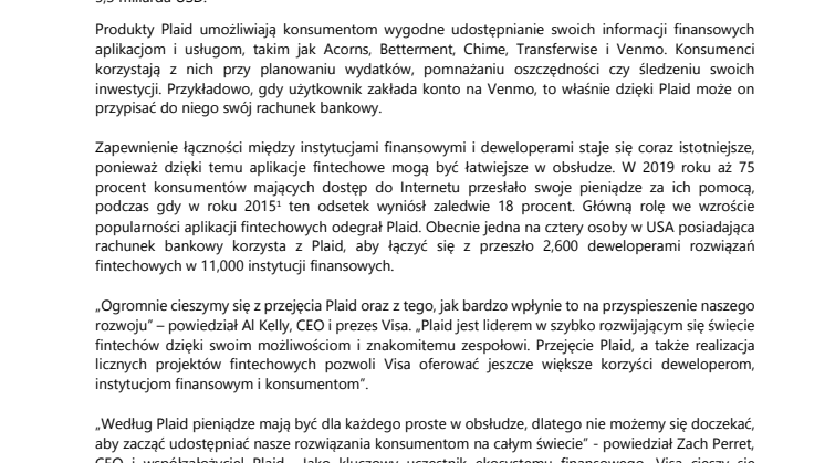 Visa przejmuje Plaid