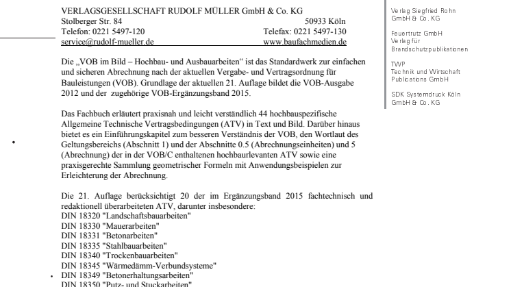 VOB im Bild – Hochbau- und Ausbauarbeiten 