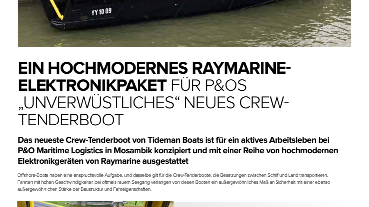 EIN HOCHMODERNES RAYMARINEELEKTRONIKPAKET FÜR P&OS „UNVERWÜSTLICHES“ NEUES CREWTENDERBOOT