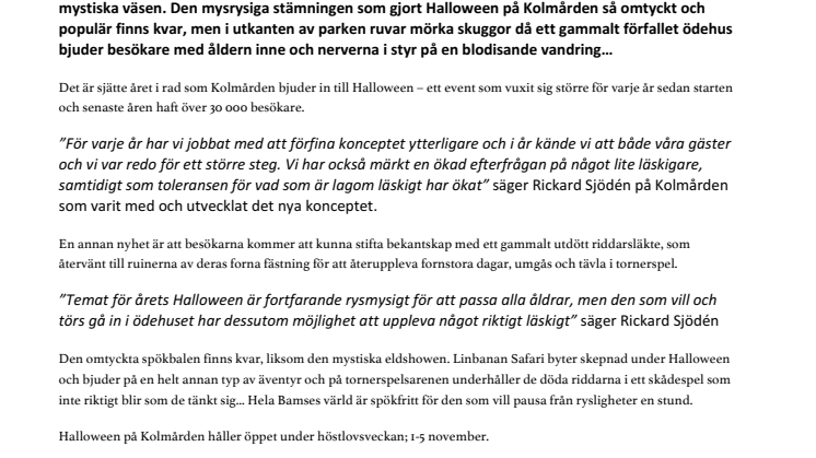 Spökhuset – en av nyheterna på Kolmårdens Halloween