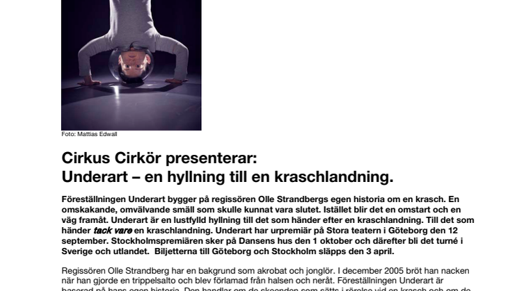 Cirkus Cirkör presenterar: Underart - en hyllning till en kraschlandning