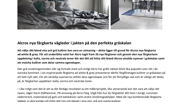 Alcros nya färgkarta vägleder i jakten på den perfekta gråskalan