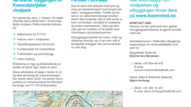 Nyhetsbrev Kvenndalsfjellet vindpark #1 - 2018