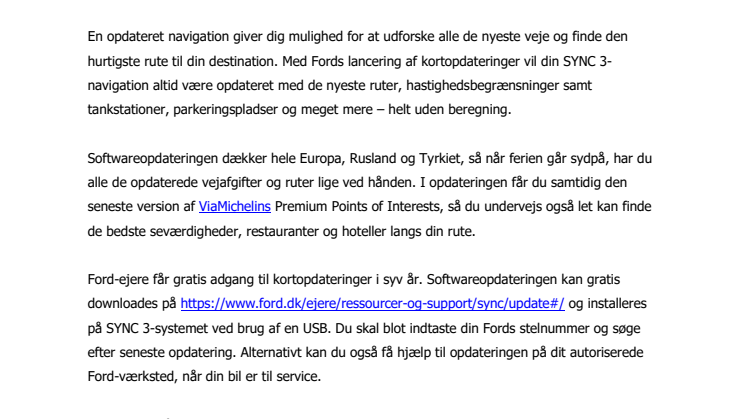 Ford tilbyder gratis opdatering af SYNC 3
