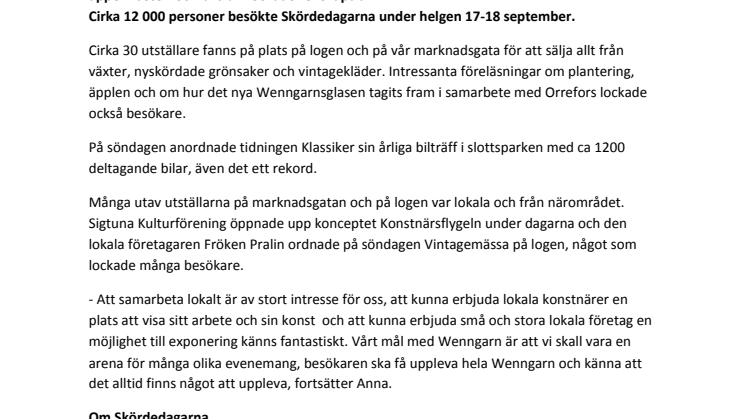 Besöksrekord på Wenngarns Skördedagar 2016 