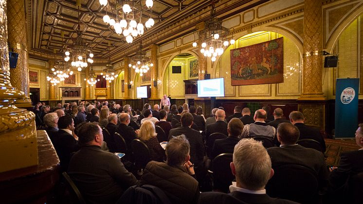 Rundt 130 personer deltok på Sjømatrådets Norwegian Cod & Haddock Conference i London. Foto: Norges sjømatråd