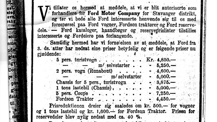 Kverneland Bil første annonse