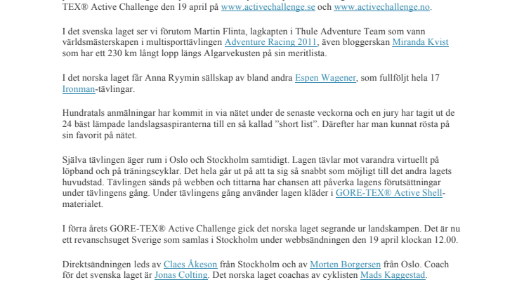 PDF Landslagen till årets GORE-TEX® Active Challenge är klara