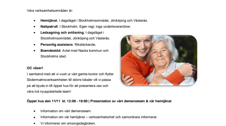 OmsorgsCompagniet bjuder in till öppet hus!