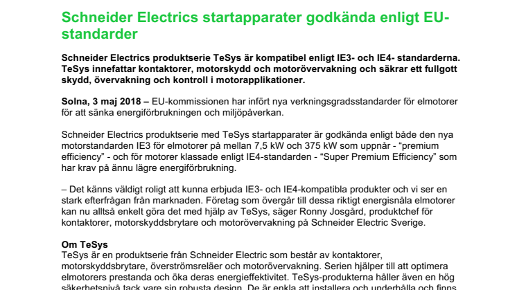 Schneider Electrics startapparater godkända enligt EU-standarder 