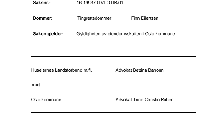 Dom i eiendomsskattesaken i Oslo 