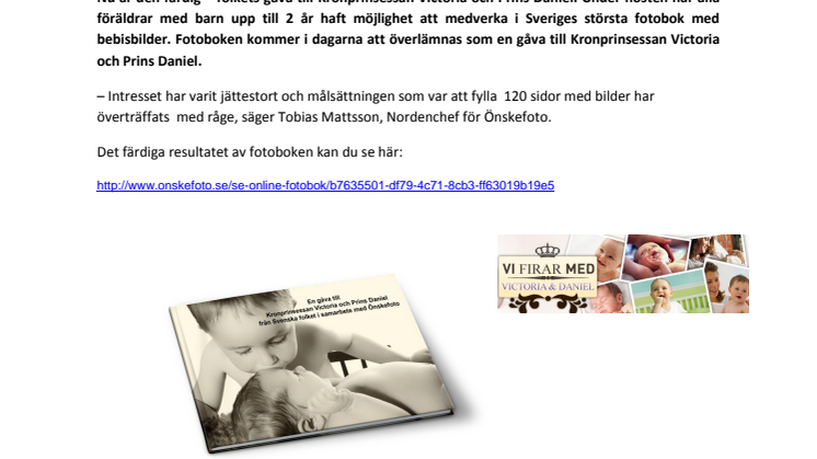 Svenska folket har tillsammans med Önskefoto gjort Sveriges största fotobok med bebisbilder