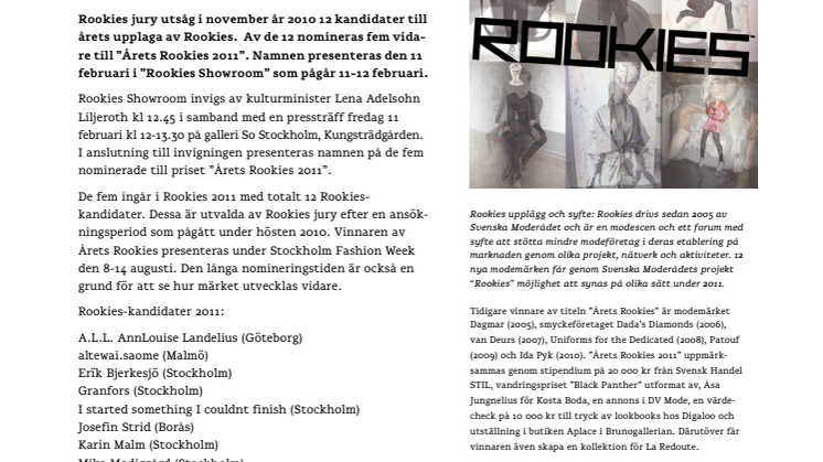 Kulturministern inviger Rookies-12 lovande modedesigners showroom