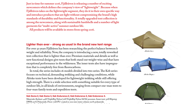 New releases spring/summer 2016 - Fjällräven’s newcomers make carrying less a smarter and more long-lasting deal