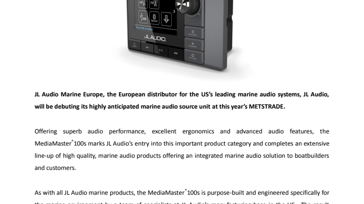 JL Audio Marine Europe: JL Audio’s Marine Audio Source Unit Makes its METS Debut 