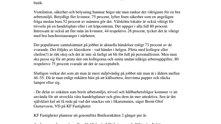 Helt okej att flirta med chefen enligt KF Fastigheters Butiksenkät