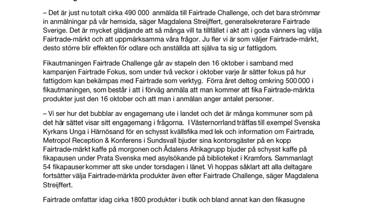 Nära 10 000 fikar Fairtrade i Västernorrland på torsdag