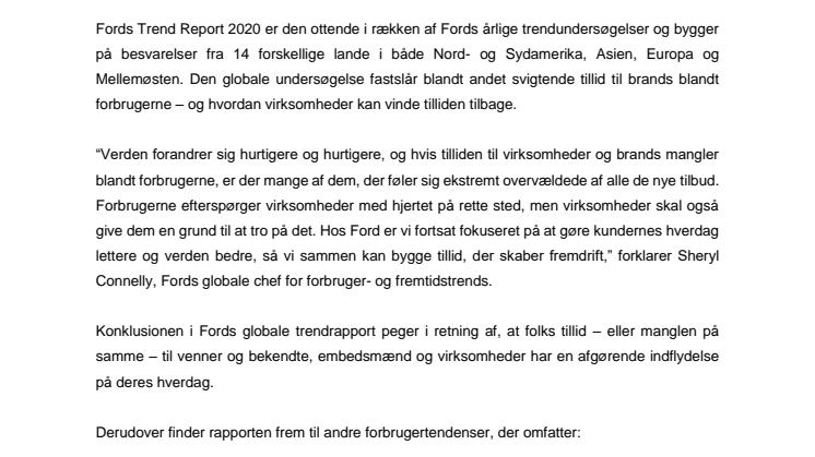 Fords trendrapport 2020: Udbredt ensomhed og mindre tillid