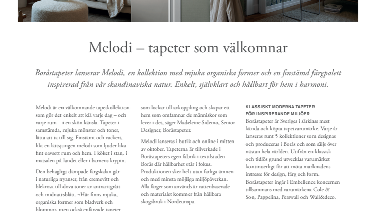 Melodi – tapeter som välkomnar