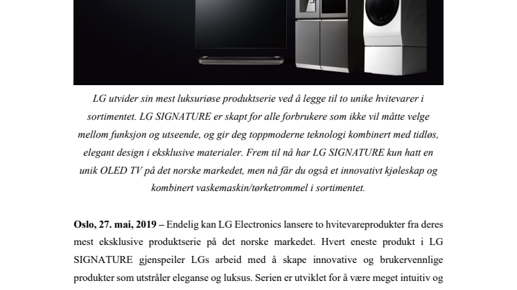 LG SIGNATURE – elegant perfeksjonisme