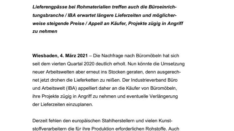 Büroeinrichtungen: Rechtzeitig planen und längere Lieferzeiten einrechnen