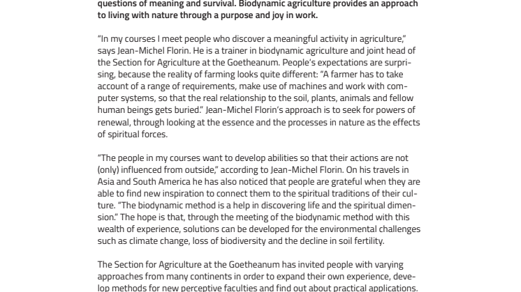 A life in farming has meaning. The Section for Agriculture invites you to share your experience
