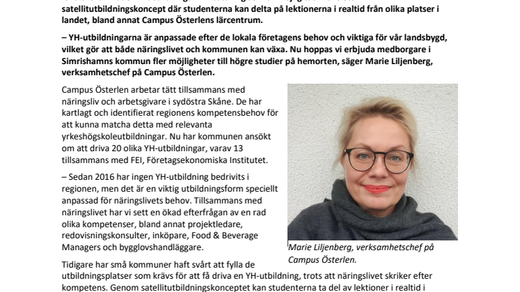 Nya YH-utbildningar i Simrishamn matchar arbetsmarknadens behov