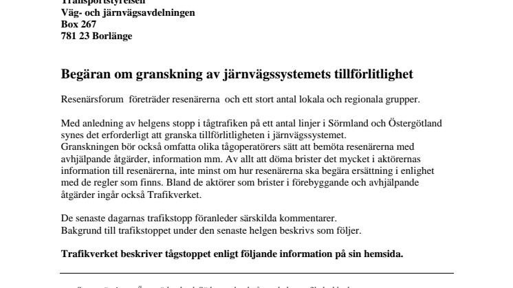 Vi kräver en granskning av Transportstyrelsen