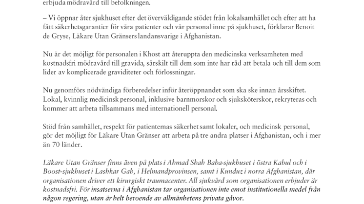 Sjukhus öppnar igen efter bombattack 