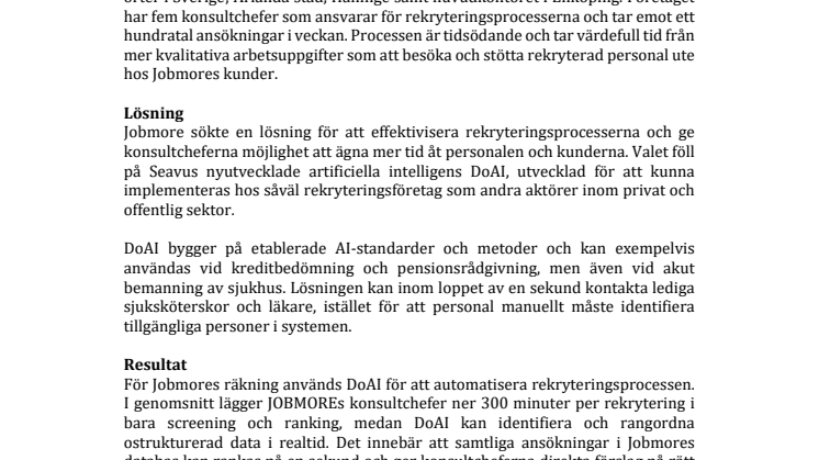 Case study - Jobmore implementerar DoAI för att effektivisera sina rekryteringsprocesser