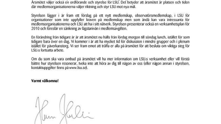 Handlingar LSU:s årsmöte 2009