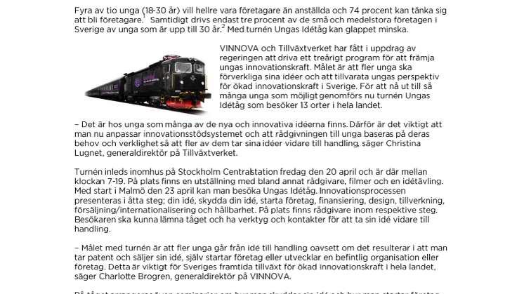 Tågturné ska förverkliga ungas idéer