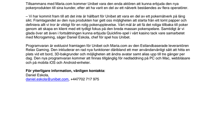Unibet lanserar ny pokerplattform