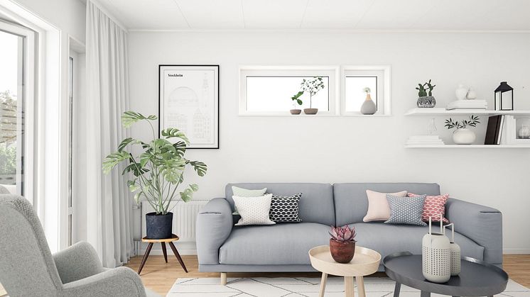 Brf Sundby Äng - 3D-bild av vardagsrummet
