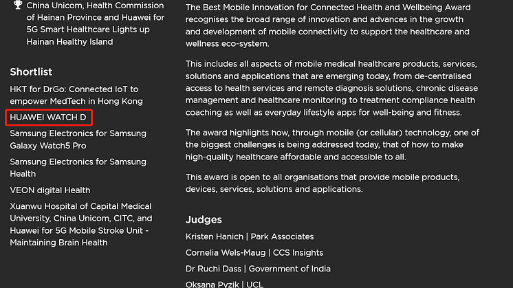 Shortlist_Best Mobile Innovation for the Connected Health and Wellbeing