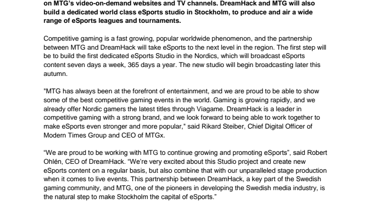 DreamHack and MTG partner up to promote eSports