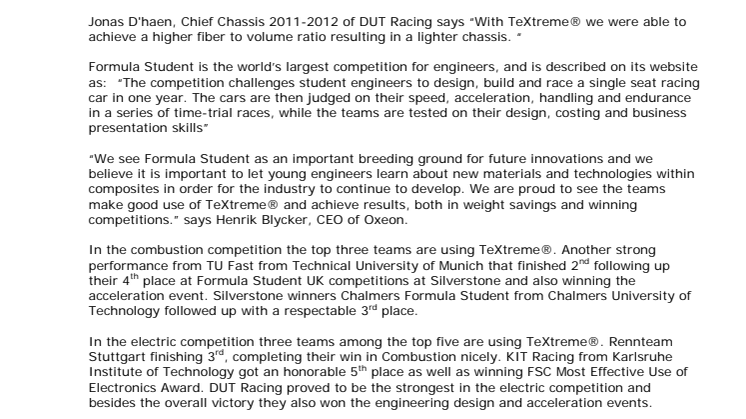 Young engineers using TeXtreme® thrive at Hockenheim