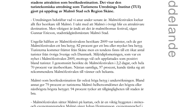 Malmöfestivalen - en god affär för Malmö 