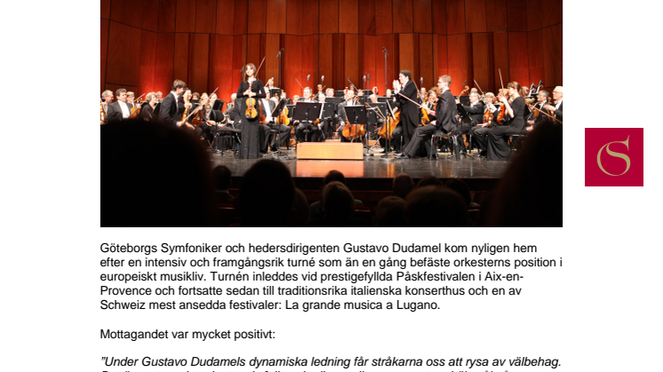 Italien älskar Göteborgs Symfoniker och Gustavo Dudamel!