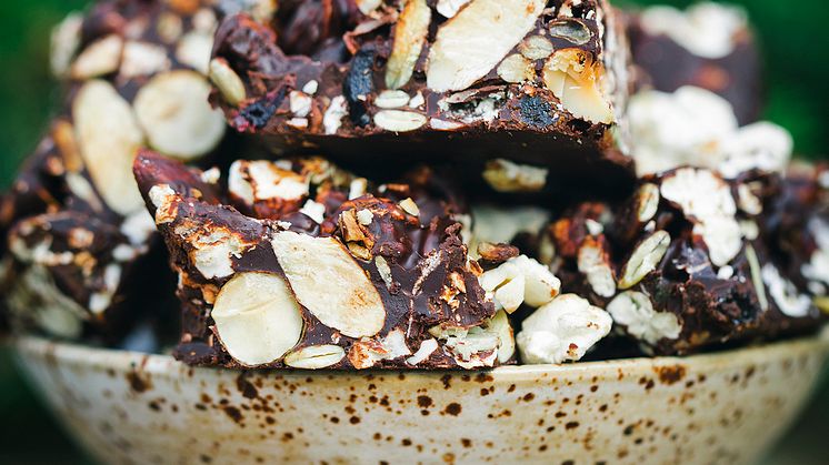 Rocky Road med popcorn och mörk choklad